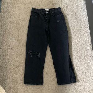 H&M Wide Leg Cropped High Waisted Jeans - Black